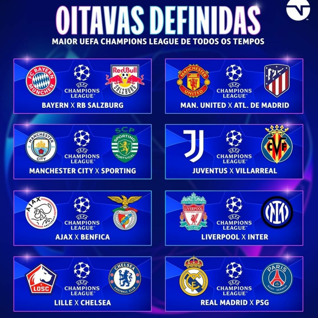 Sorteio define confrontos das oitavas de final da Champions League