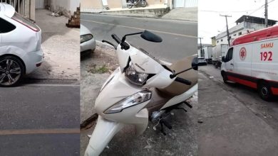 Foto de SAJ: motociclista perde o controle e colide com veículo estacionado no Calabar